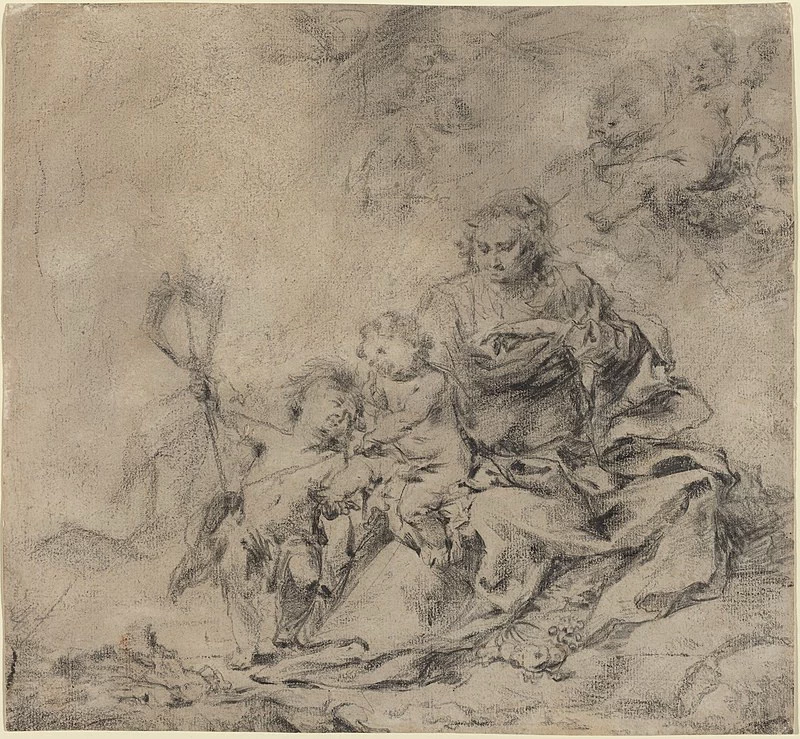 Disegno - La Vergine col Bambino e Giovanni Battista